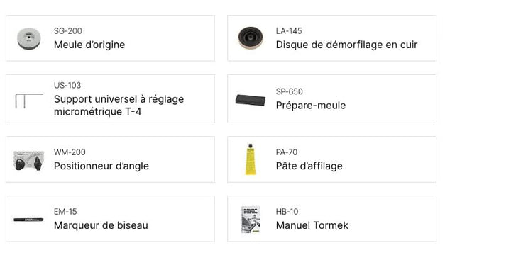 Composants présents avec notre produit