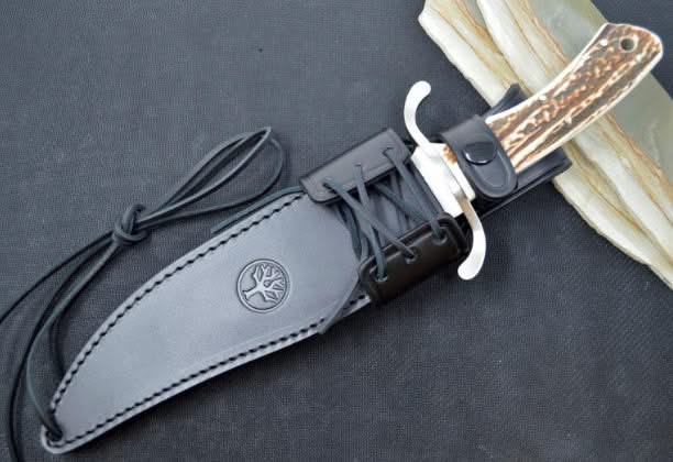 Boker 121547HH Couteau de chasse lame Bowie avec manche en corne : Solingen -