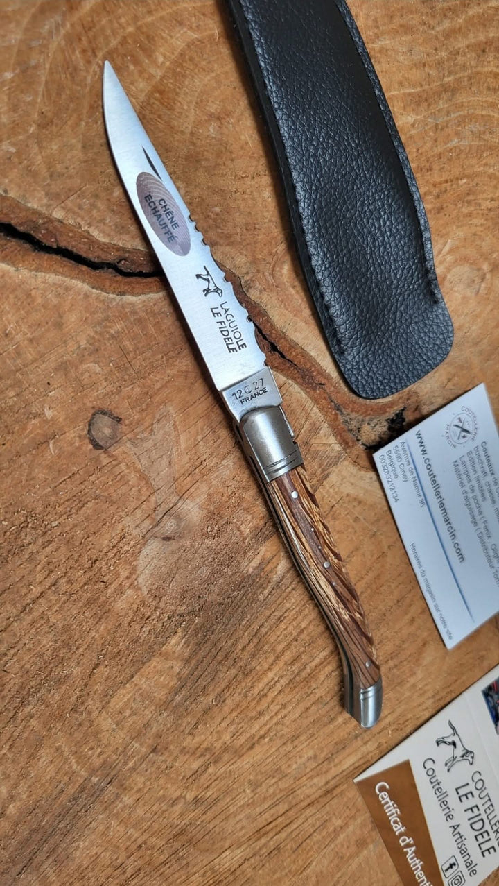 Laguiole Le Fidèle 2 mitres Inox Edition limitée Bois de Chêne Echauffé -
