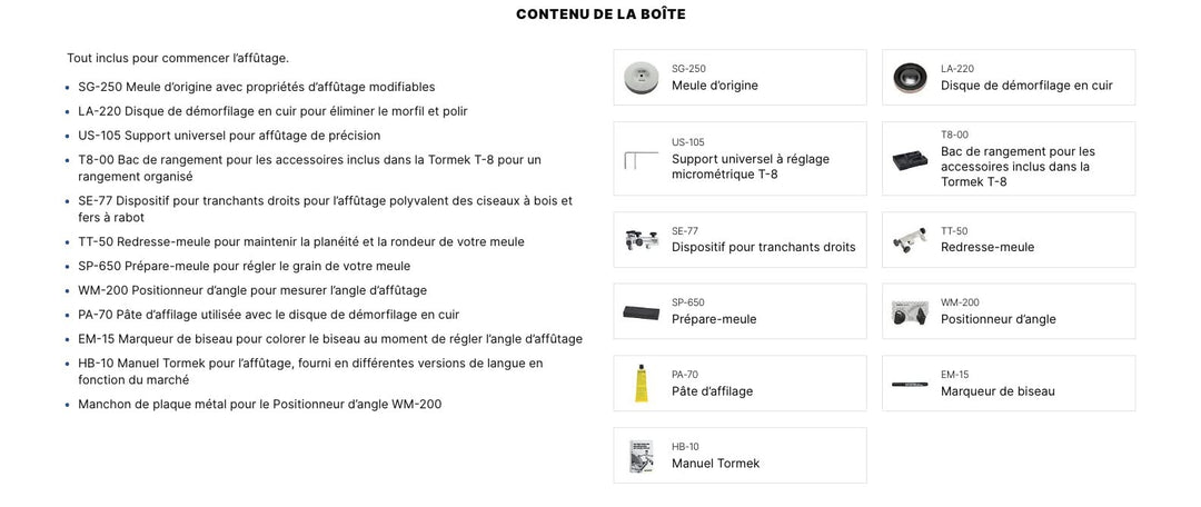 Contenu de notre boite