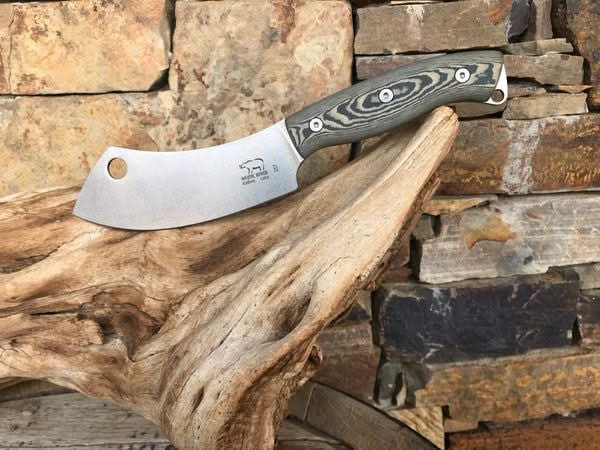 White River Camp Cleaver, Black/ Olive Micarta -