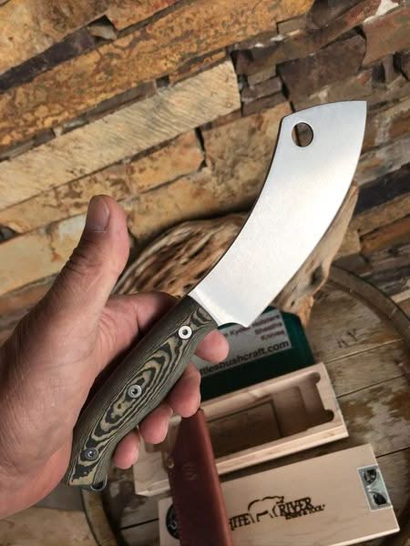White River Camp Cleaver, Black/ Olive Micarta -