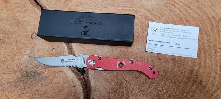 Claude Dozorme Laguiole Baroudeur Rouge avec décapsuleur -