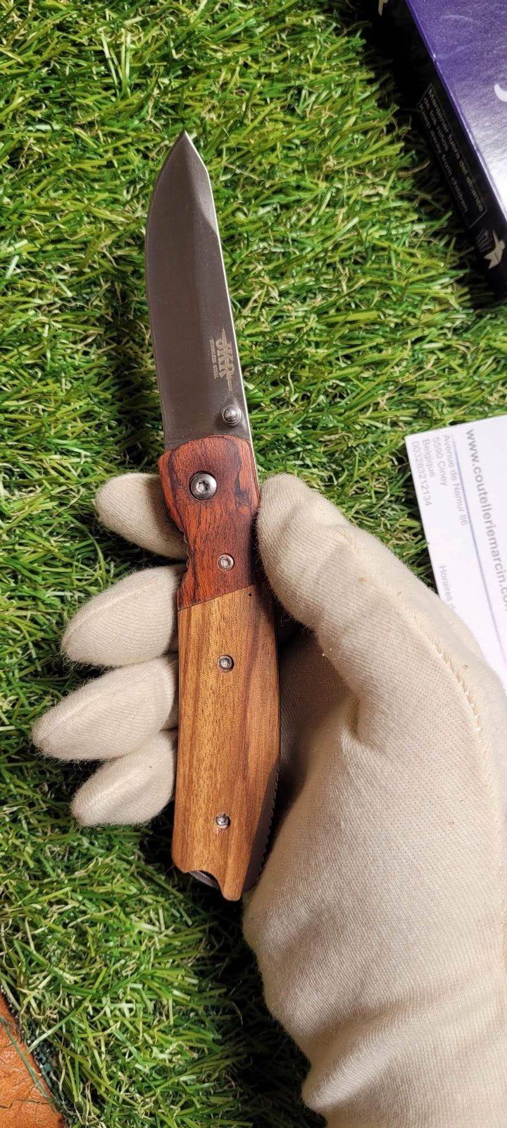 Jkr Couteau de poche pliant , bois de Zèbre -