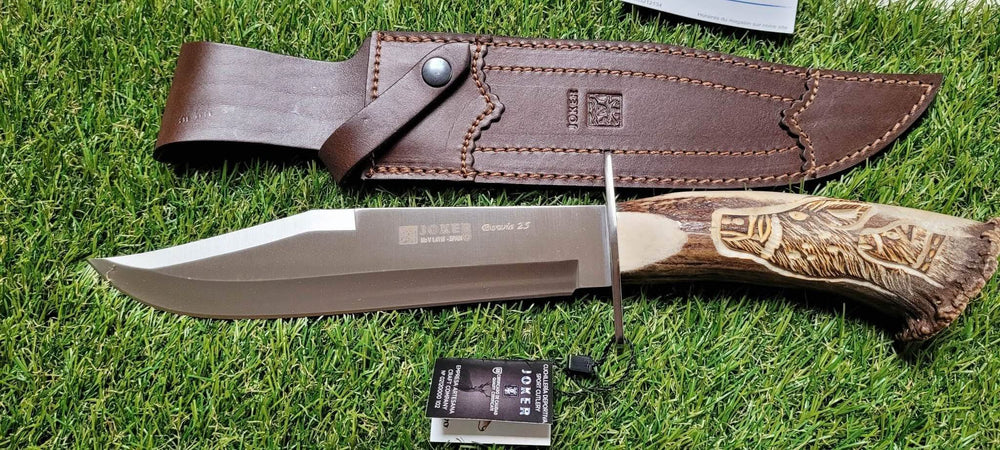 Joker CT101 Couteau de chasse en bois de cerf lame Bowie -