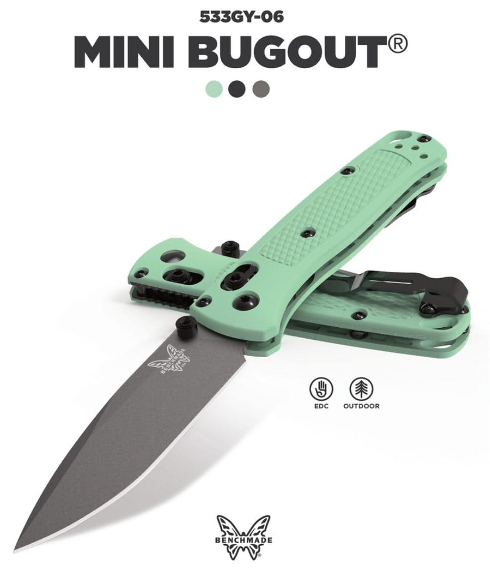 Benchmade 533GY-06 MINI BUGOUT, Sea Foam Grivory -
