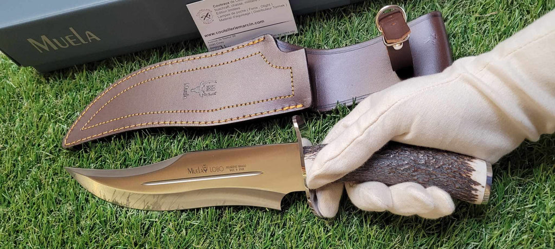 Muela 23A Lobo Couteau de chasse lame Bowie avec étui cuir -