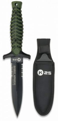 K25 RUI 32207 Couteau. Étui vert. Lame 12.5 cm -