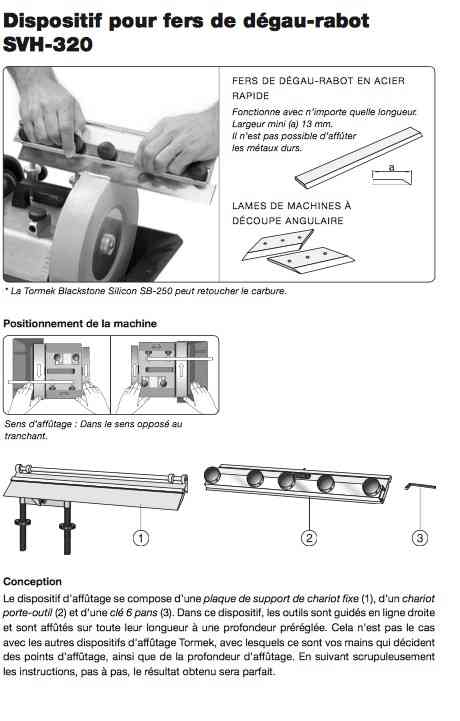 Tormek SVH-320 Dipositif  pour fers de degeau-rabot -