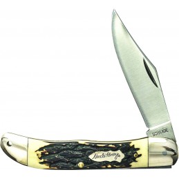 Schrade Uncle Henry 124UH Tradesman Clip Blade Couteau de poche avec étui en cuir -
