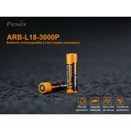 Fenix ARB-L18-3000P Batterie rechargeable 18650 3000mAh - 