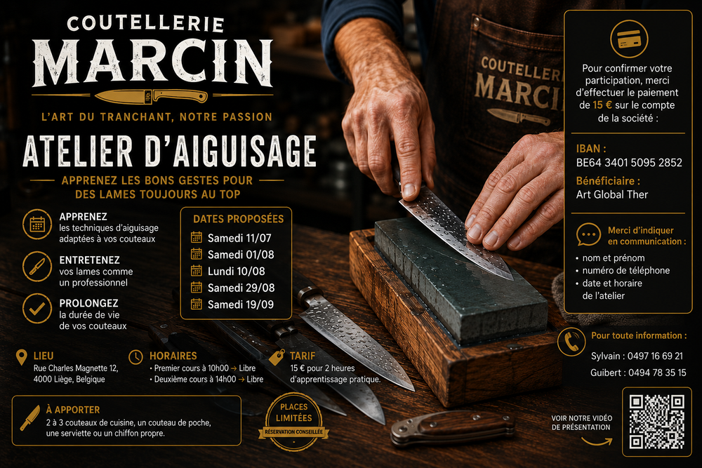 Atelier d’aiguisage – Nouvelles dates à Liège