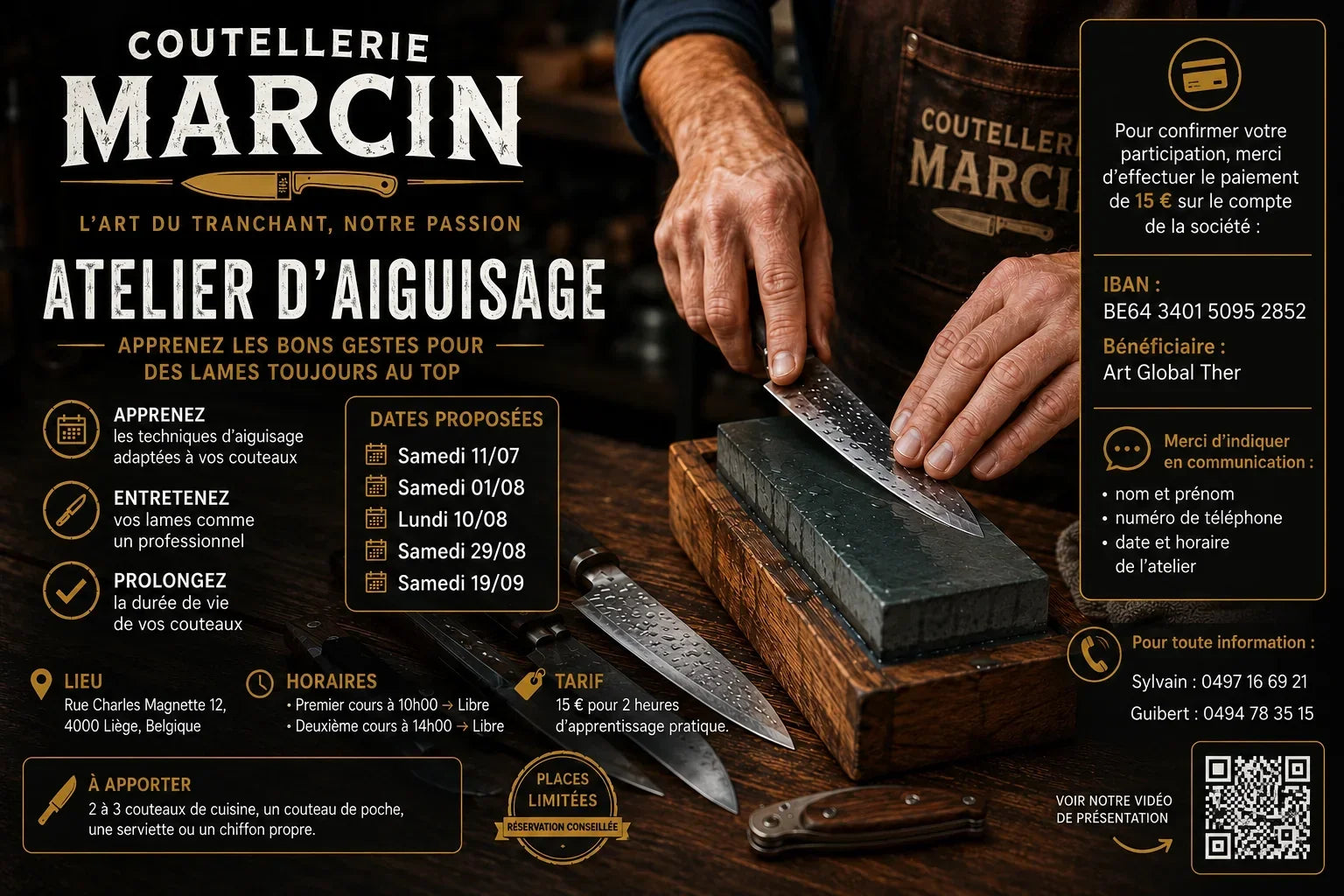 Atelier Aiguisage à Liège : Apprenez à Redonner du Tranchant à vos Couteaux