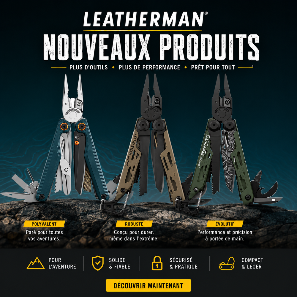 Nouveaux multitools Leatherman Signal disponibles à Ciney chez Marcin