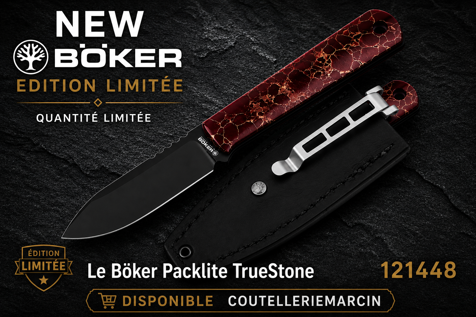 Böker Packlite TrueStone 121448 – Couteau Outdoor Lame Magnacut Edition Limitée