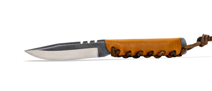 Wildsteer BABY WILD – Couteau Outdoor Premium en Cuir Gold | Lame Sandvik 14C28N