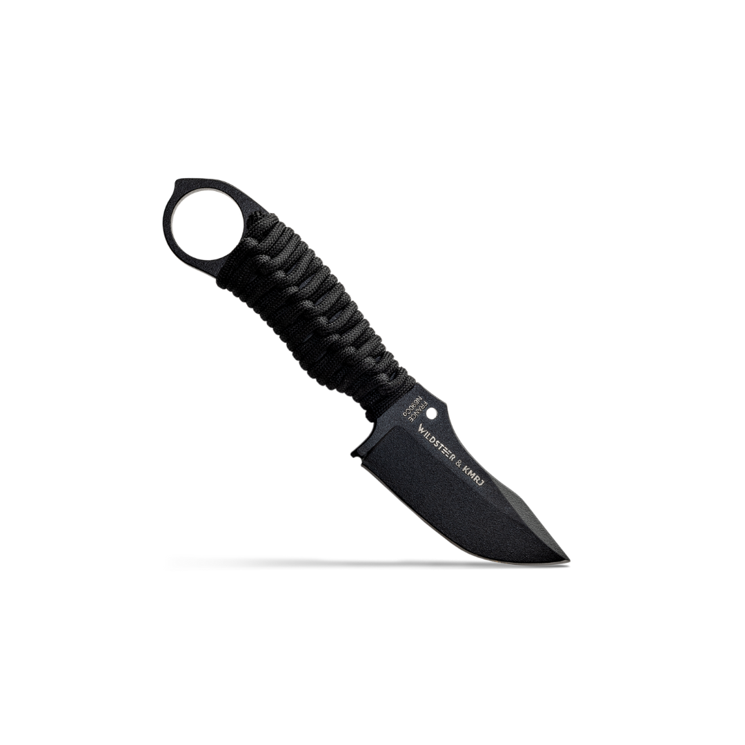 KARLICAN – Couteau compact paracorde noire | Lame époxy noire | Wildsteer x Kmaxrom