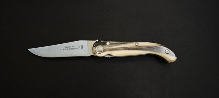 Claude Dozorme 4930CC Laguiole Baroudeur Knife Clear Horn