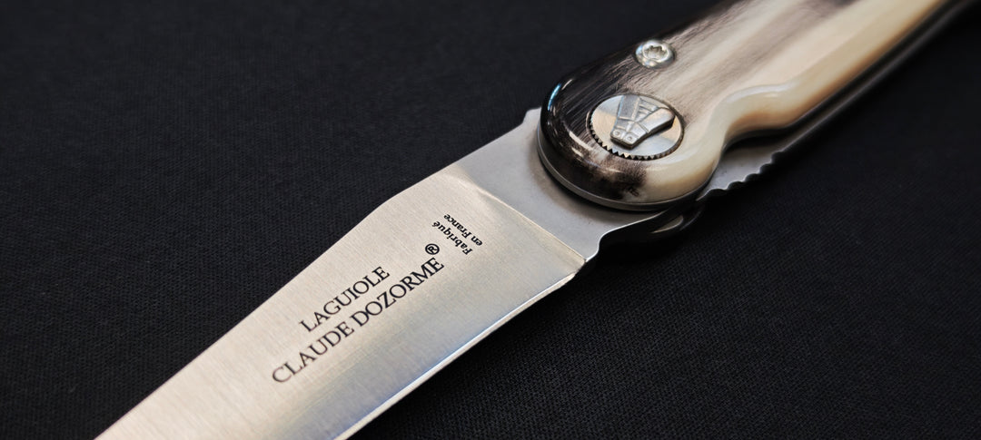 Claude Dozorme 4930CC Laguiole Baroudeur Knife Clear Horn
