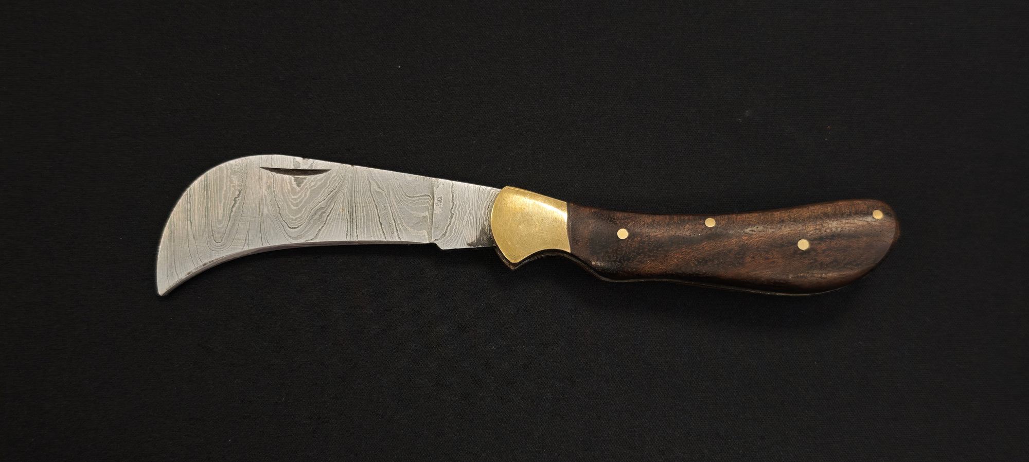 Serpette - Couteau pliant NKM 3816 : manche bois - damassé