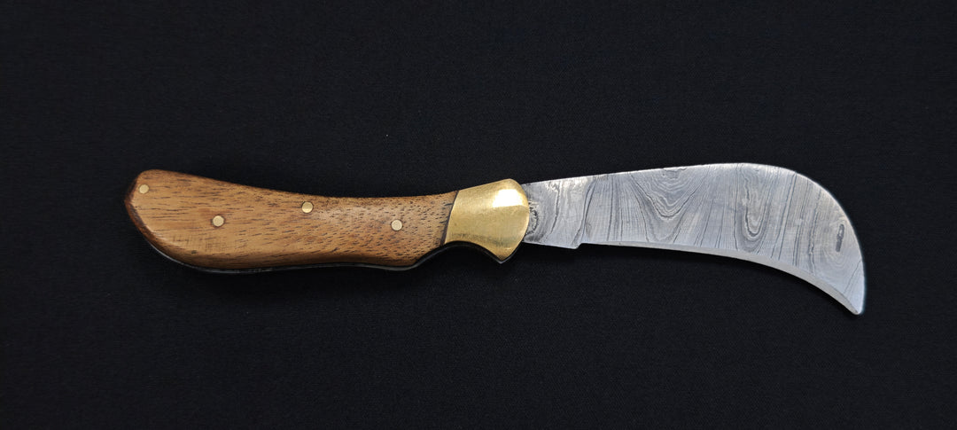 Serpette - Couteau pliant NKM 3816 : manche bois - damassé