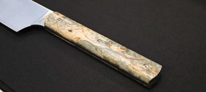 Perceval - Couteau demi chef "éminceur" 15cm - manche loupe de bouleau noir stabilisé | 947