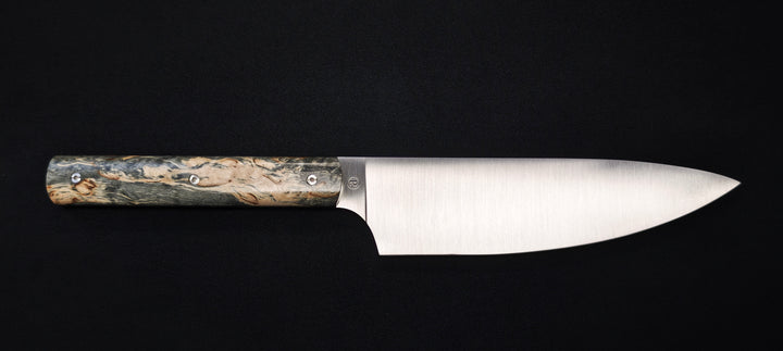 Perceval - Couteau demi chef "éminceur" 15cm - manche loupe de bouleau noir stabilisé | 947