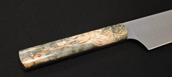 Perceval - Couteau demi chef "éminceur" 15cm - manche loupe de bouleau noir stabilisé | 947