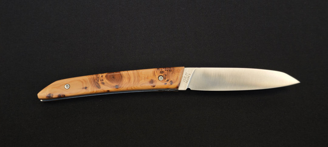 Le Klic JP Hontanx – Couteau pliant - Manche genévrier – Lame inox 12C27N