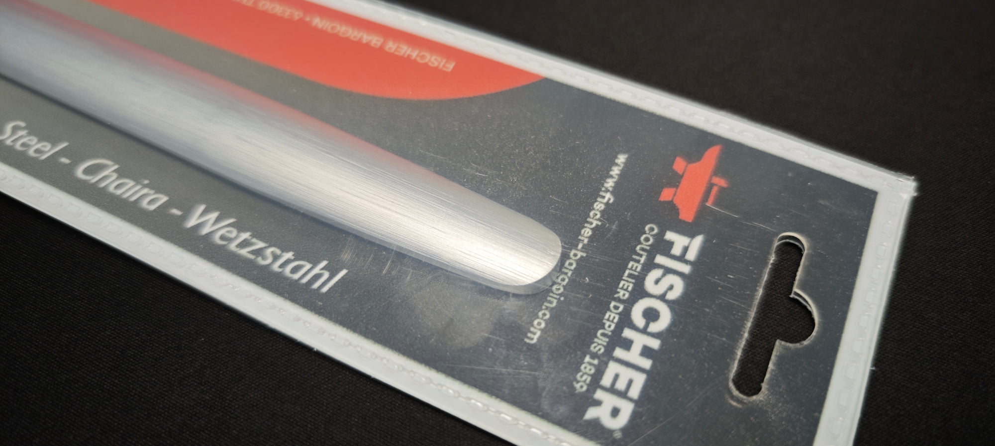 Fusil à aiguiser Fischer grain fin mèche ovale 30 cm inox bleu - Réf. I2529