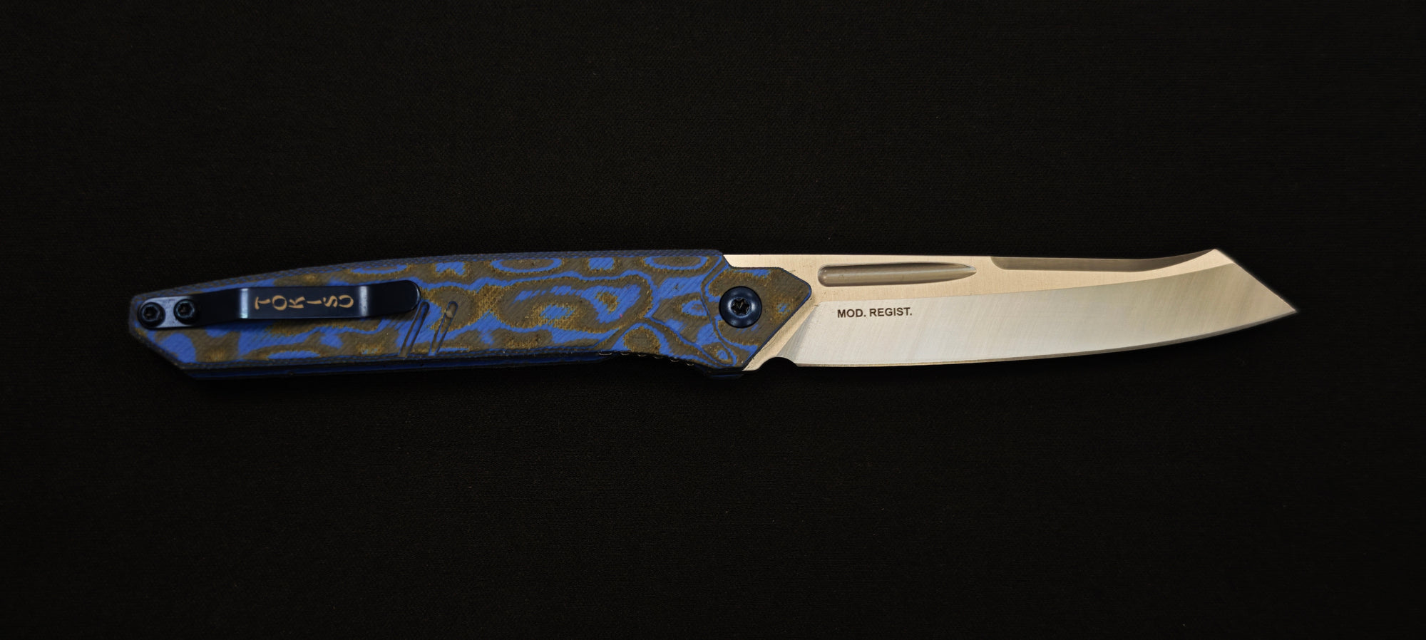 TOKISU Couteau pliant - manche Micarta Bleu Mix – Réf. 25287