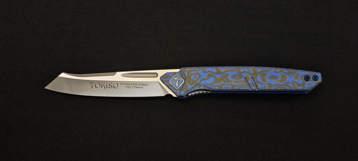 TOKISU Couteau pliant - manche Micarta Bleu Mix – Réf. 25287