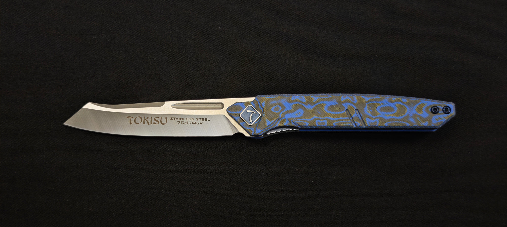 TOKISU Couteau pliant - manche Micarta Bleu Mix – Réf. 25287