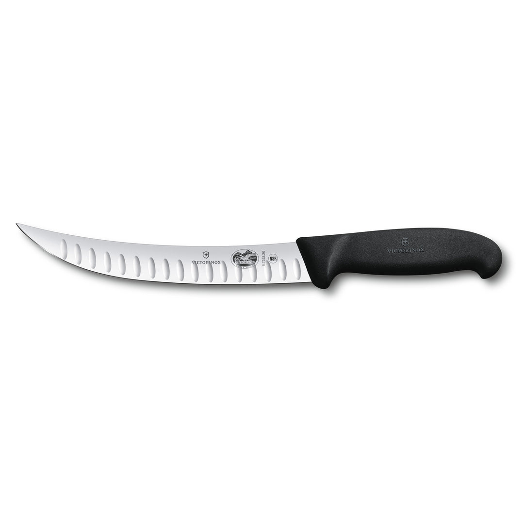 Victorinox 5.7223.20 Fibrox Couteau de boucher,alvéolé,courbé,lame édroite,20cm,noir