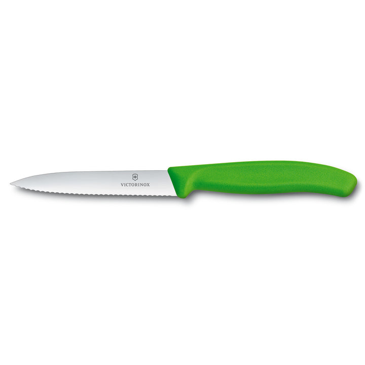 Victorinox 6.7736.L4  SwissClassic couteau d'office,pointe milieu,denté,10 cm, vert