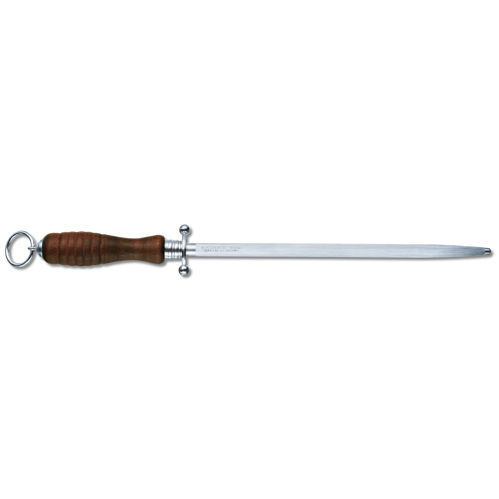 Victorinox 7.8330 Fusil de cuisine 27 cm, rond,bois, grains moyen-fin - Coutellerie Marcin