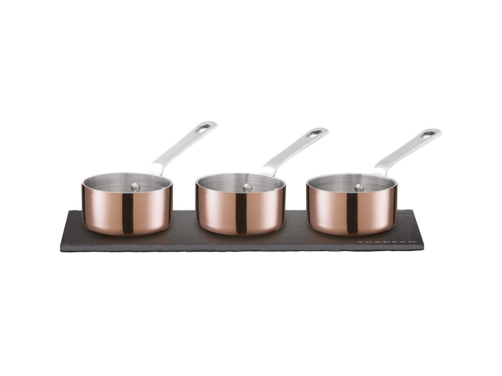 SCANPAN Maitre D’ 77000301 – set mini casseroles 6 cm avec plateau ardoise