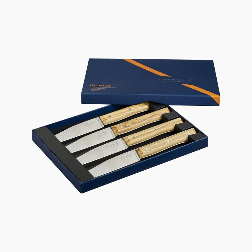 Opinel Facette – coffret 4 couteaux de table Olivier