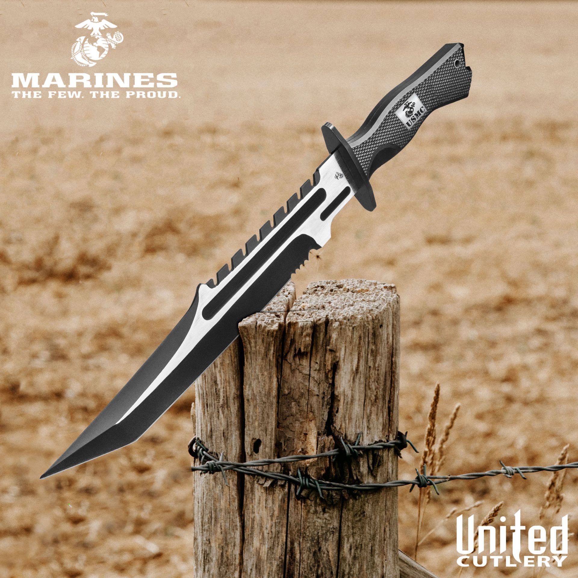 United Cutlery USMC Operation Mako UC3372 – Couteau tactique Tanto noir / acier inox