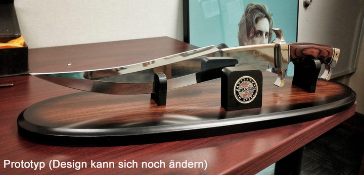 Couteau d’exception : Gil Hibben 65ᵉ Anniversary Spartan Bowie + support bois