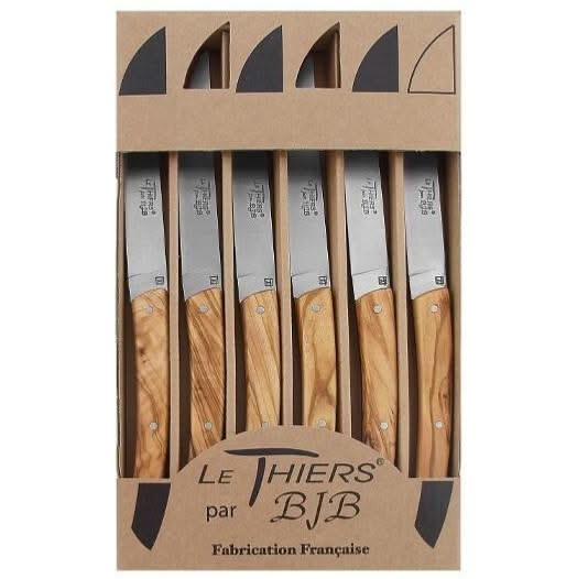 Coffret 6 Couteaux de Table BJB Le Thiers Olivier - Coutellerie Marcin