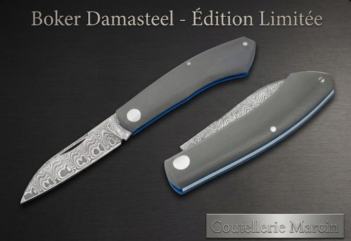Couteau pliant Böker Damast Annual 2023 1132023DAM lame damas Odin Eye manche G10