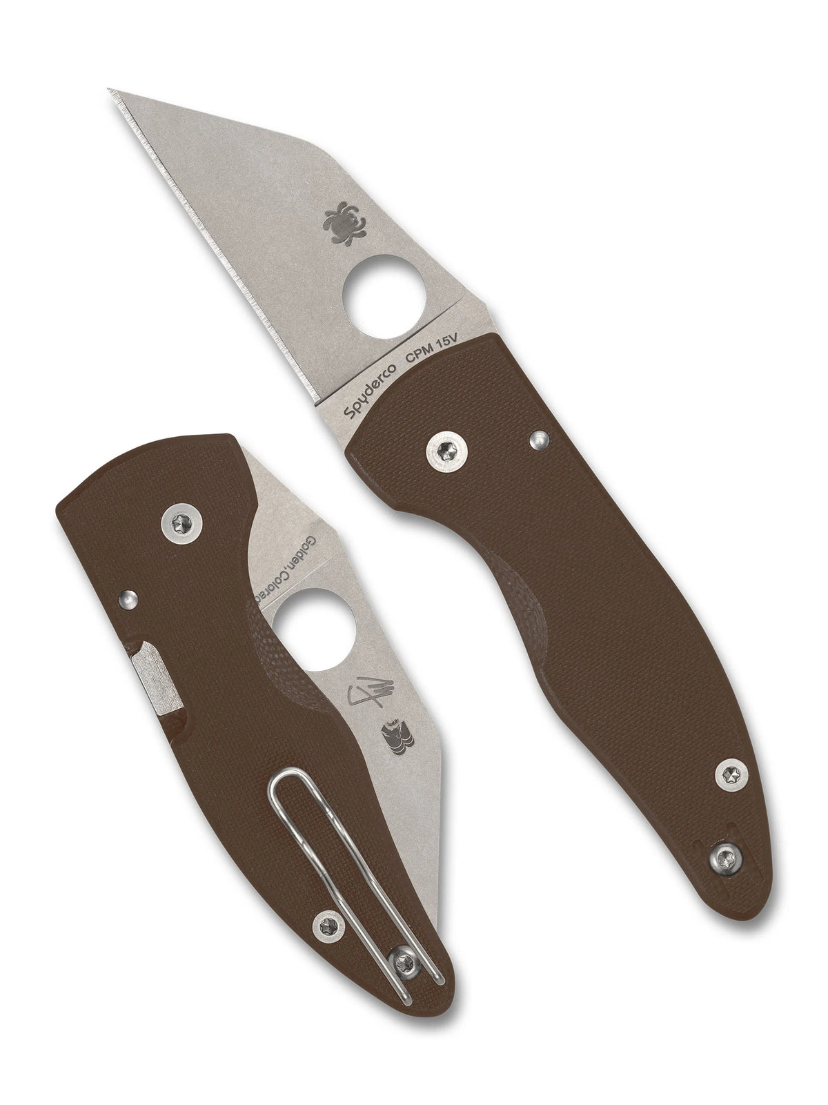 Spyderco MicroJimbo CPM 15V Sprint Run – C264GPBN15V – Brown G10 – Compression Lock