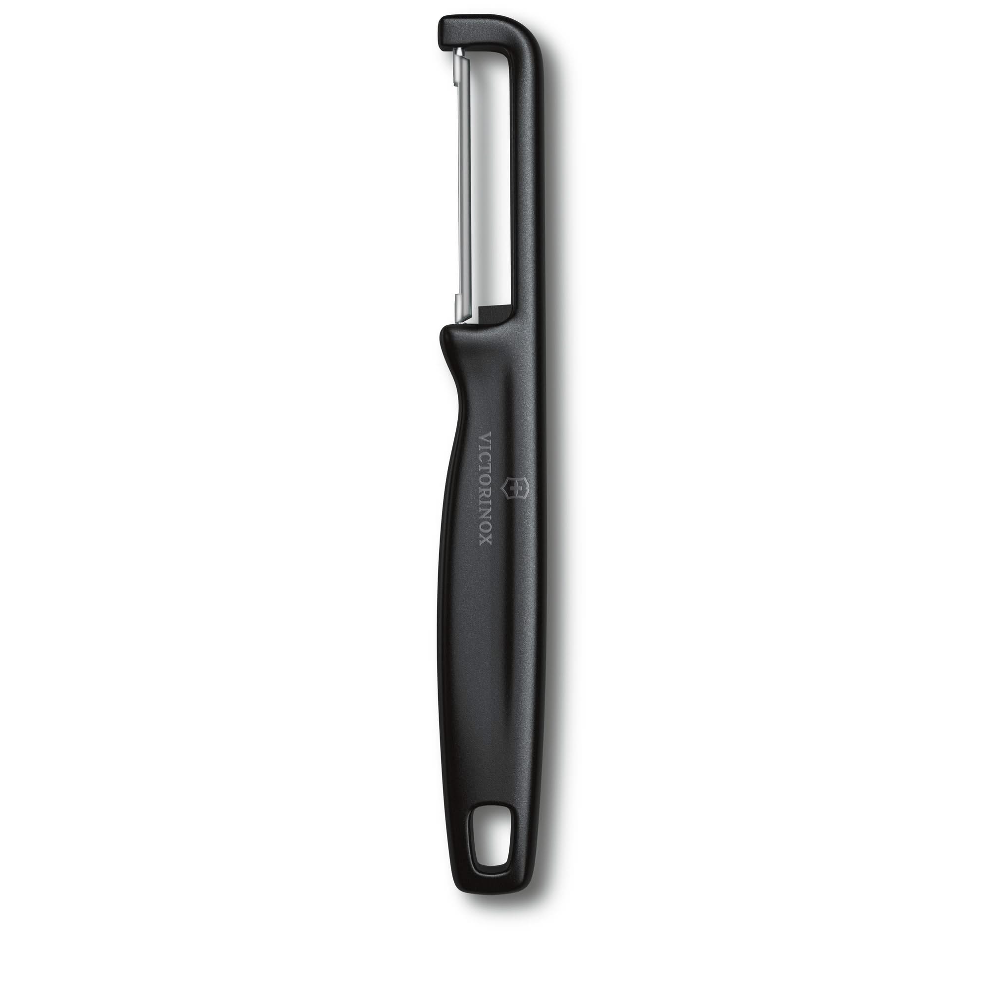 Victorinox 6.0942.3 Éplucheur Iota, droit, deux tranchants, noir - Coutellerie Marcin