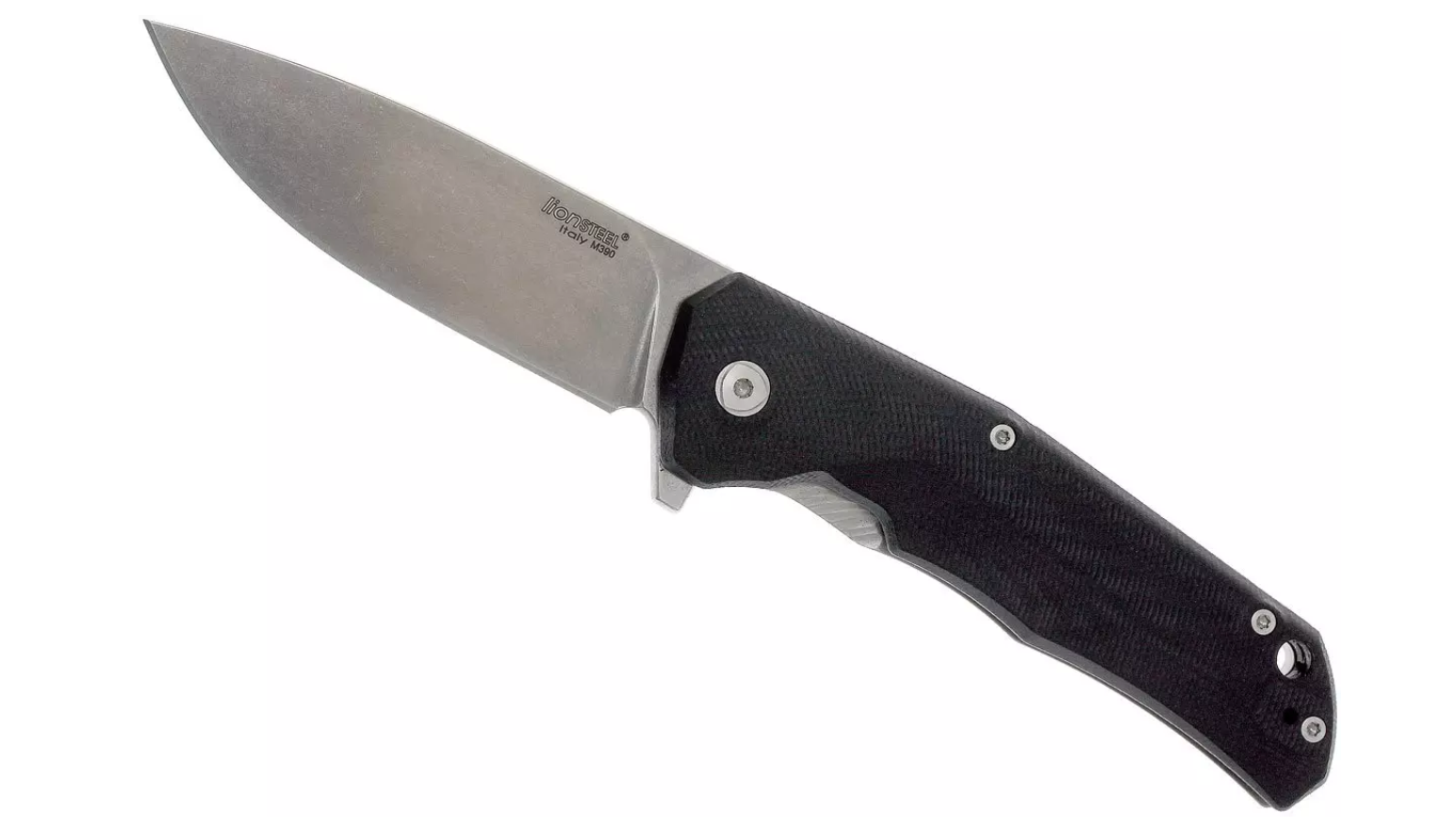 Geopende LionSteel T.R.E. GBK met geïntegreerde flipper