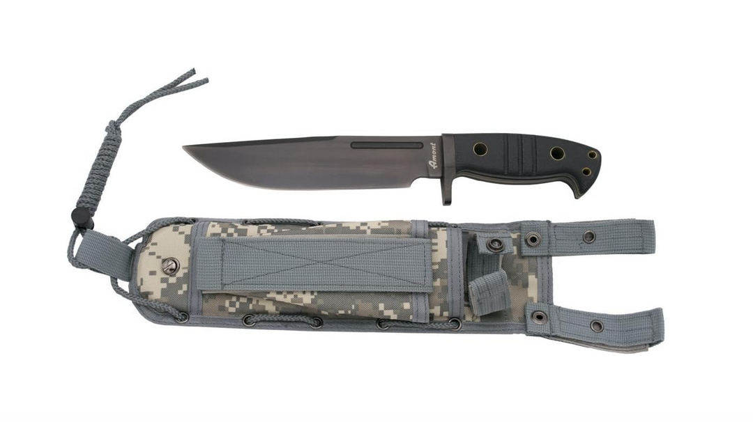 Amont 14771 Couteau avec lame en acier 420 de 22 cm noir manche G10 noir