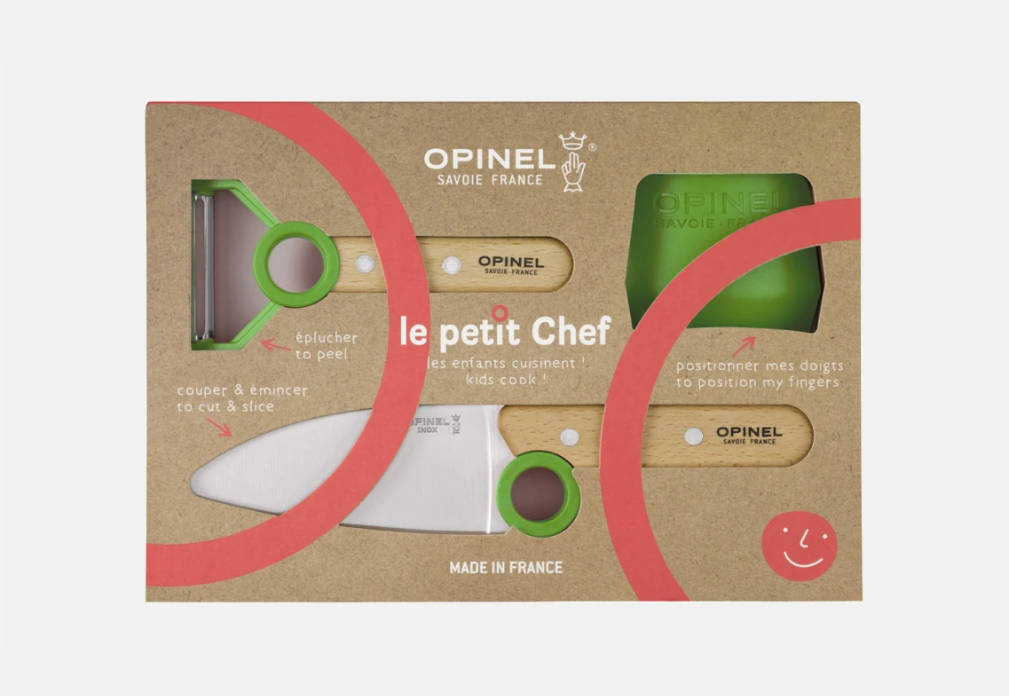 Opinel Le Petit Chef Vert – coffret cuisine enfant 3 pièces