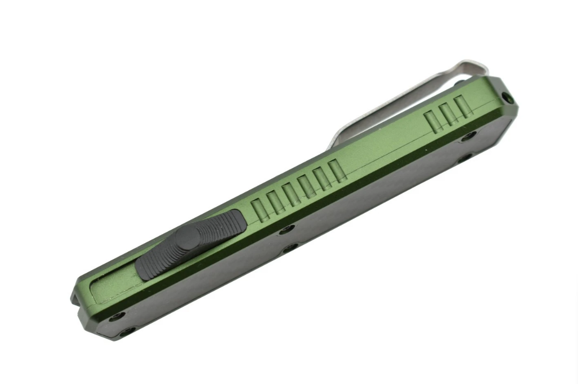 Golgoth G11BS2 Vert - Couteau OTF Lame Double Tranchant Manche Aluminium Vert Et Fibre De Carbone - Coutellerie Marcin