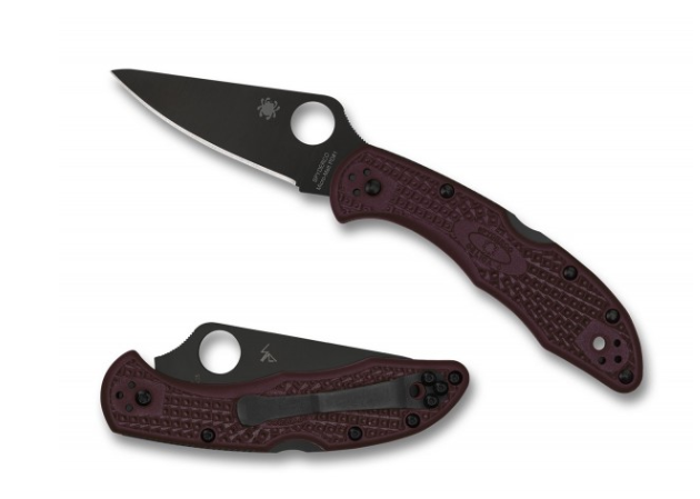 Spyderco Delica 4 Lightweight Burgundy Sprint Run – lame PD#1 avec revêtement TiCN noir