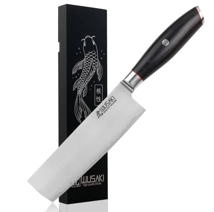Wusaki N17 - Couteau Nakiri - Légumes - Black 10CR Lame San Mai 17cm - Coutellerie Marcin